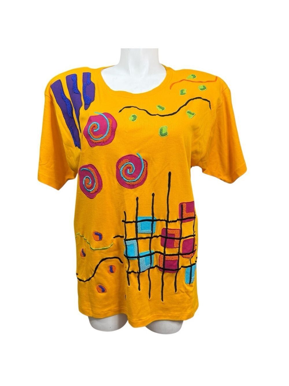 Vintage I.B. Diffusion Beaded Embroidered Art T Shirt Size XL